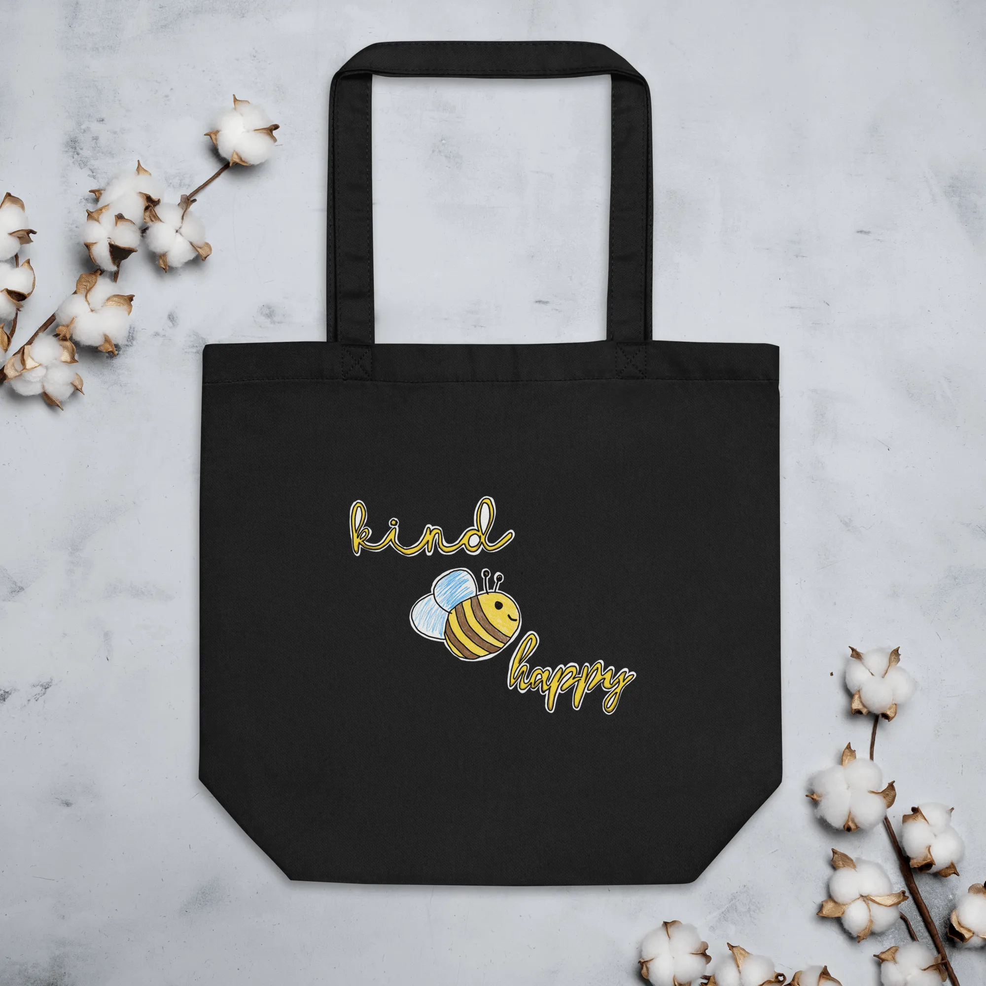 Bee Kind, Bee Happy Canvas Tote Bag – Supporting Camp Kostopulos