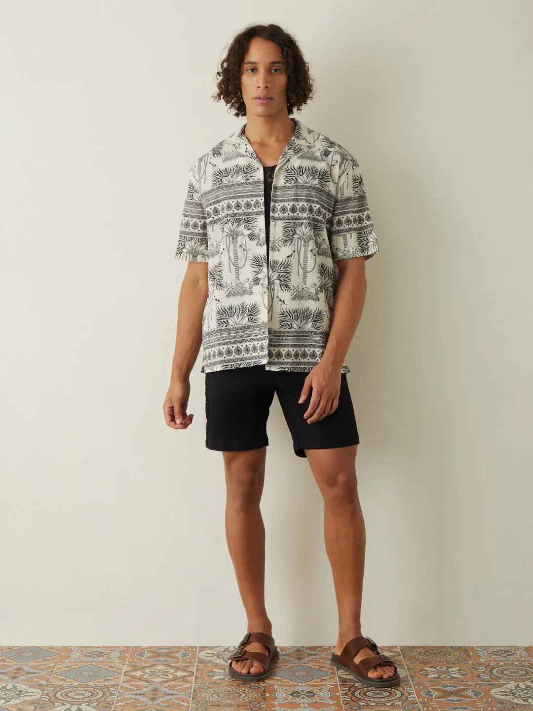 Black Printed Resort Shirt