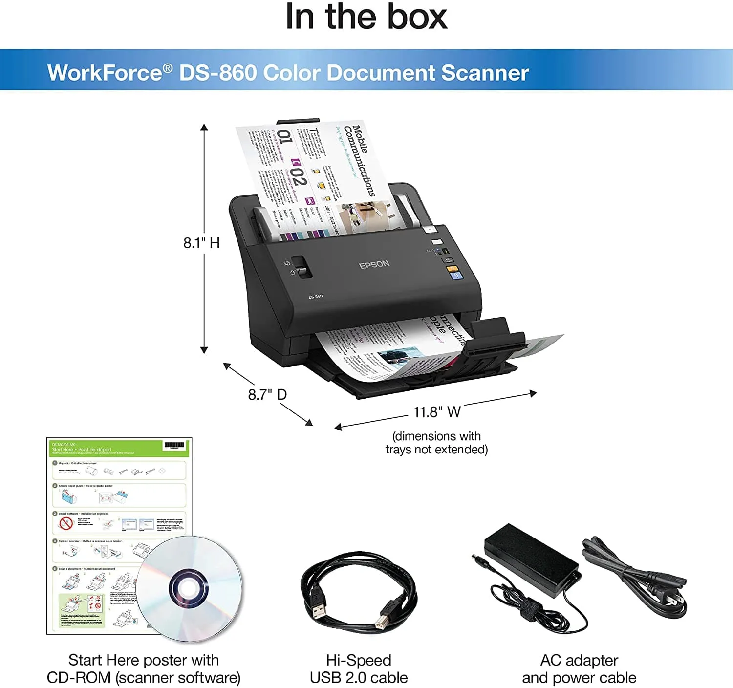 Epson WorkForce DS-860 Color Document Scanner - Certified Refurbished