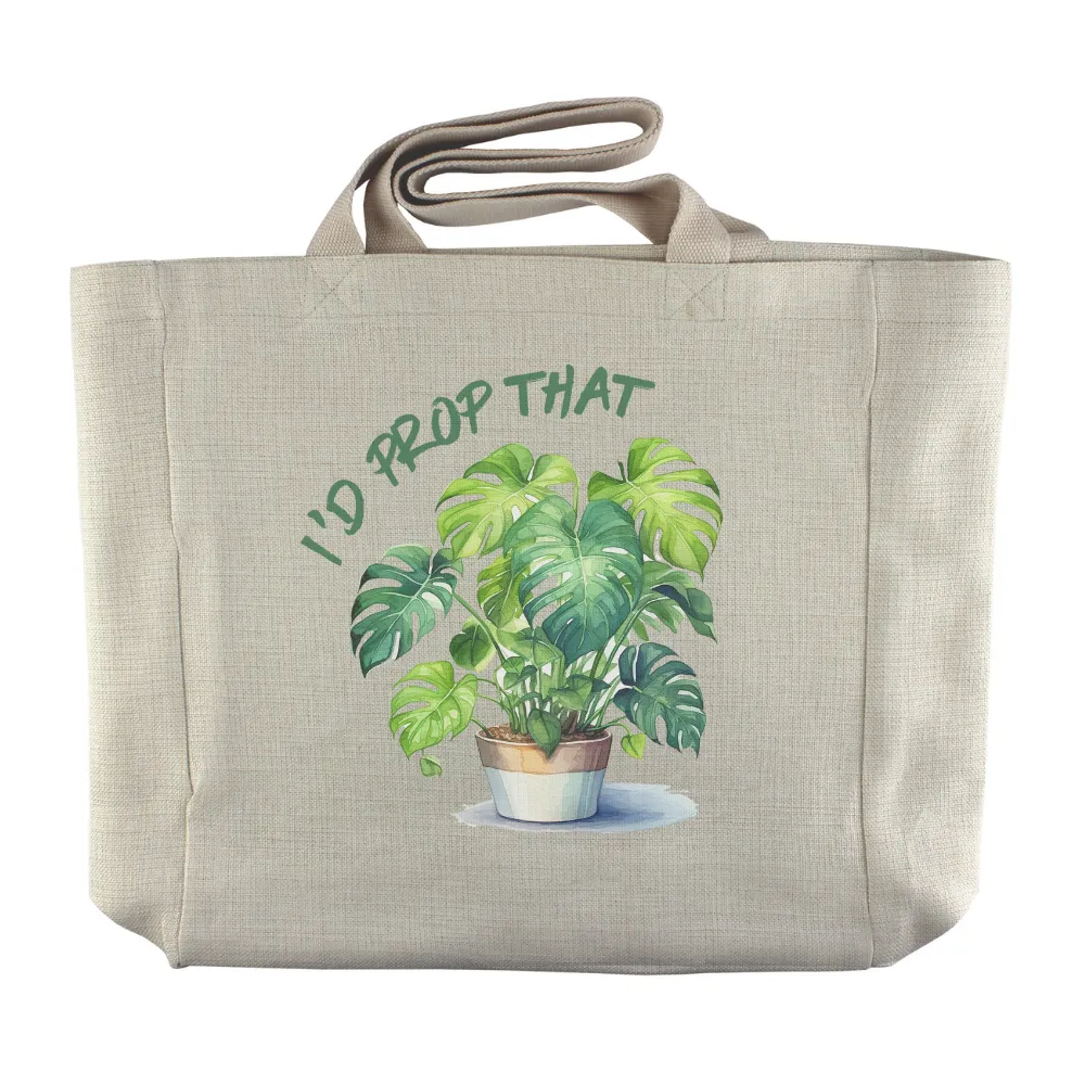 I'd Prop That | Monstera Houseplant Themed Reusable  Grocery Tote