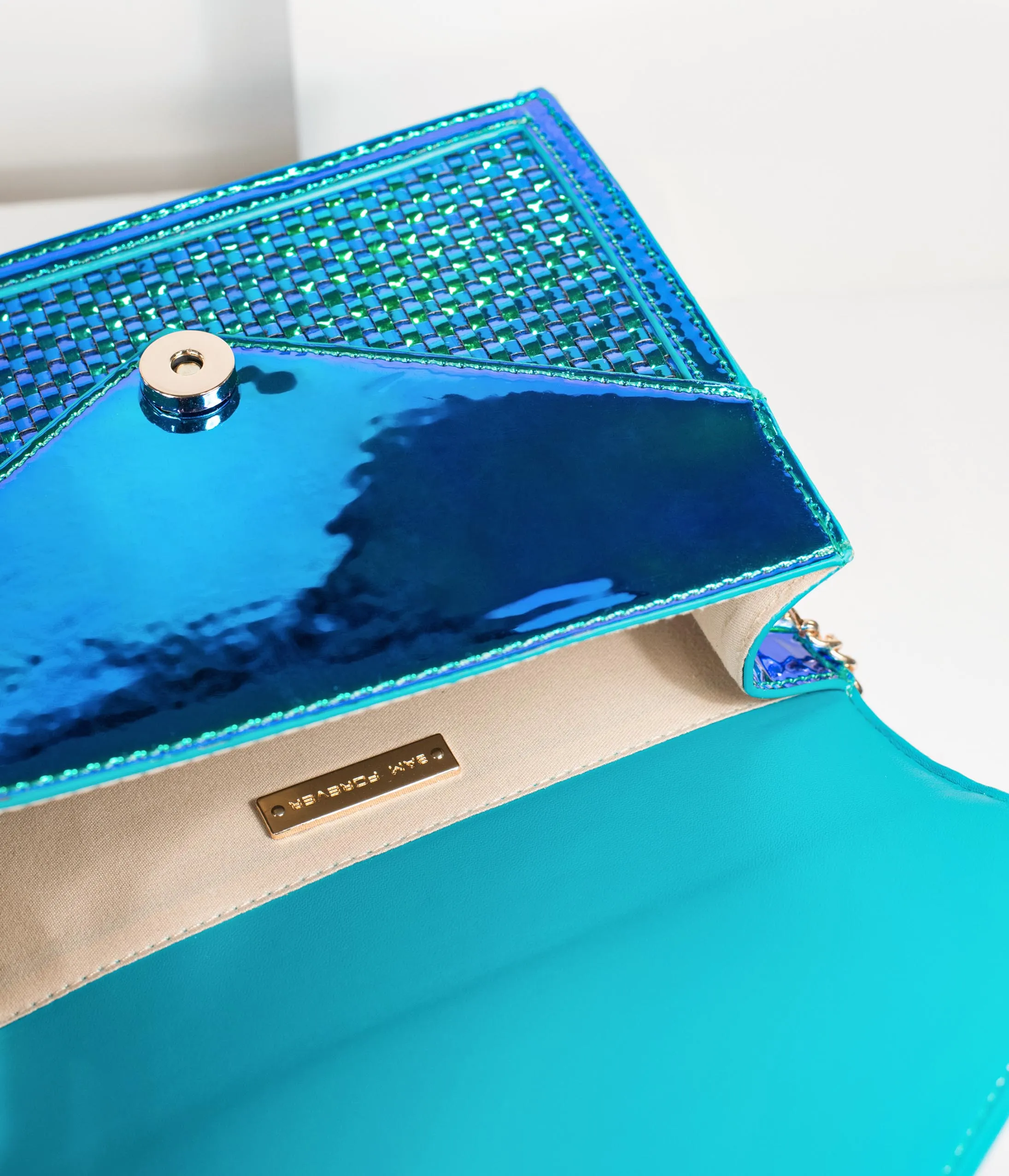 Iridescent Woven Envelope Clutch