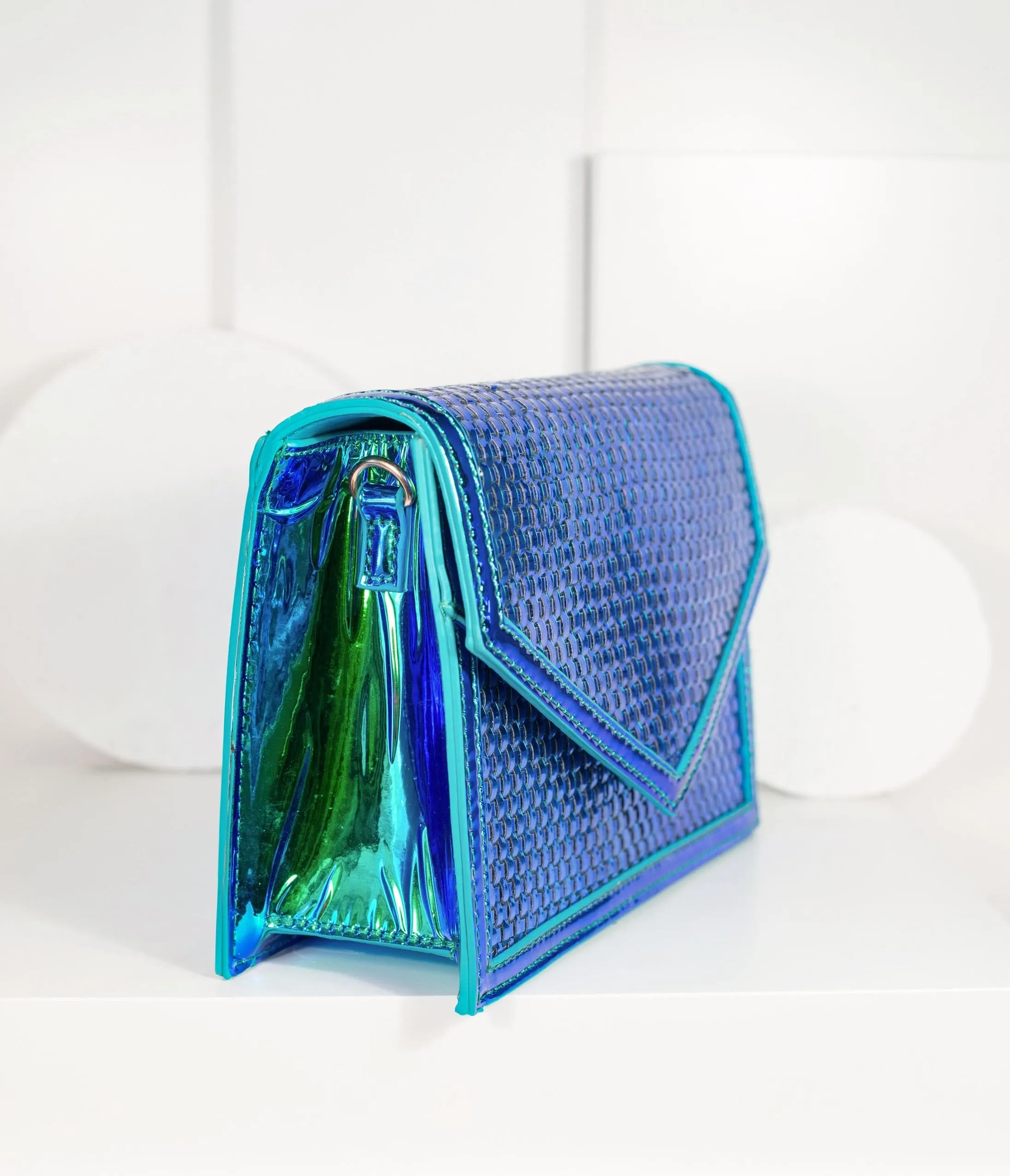 Iridescent Woven Envelope Clutch