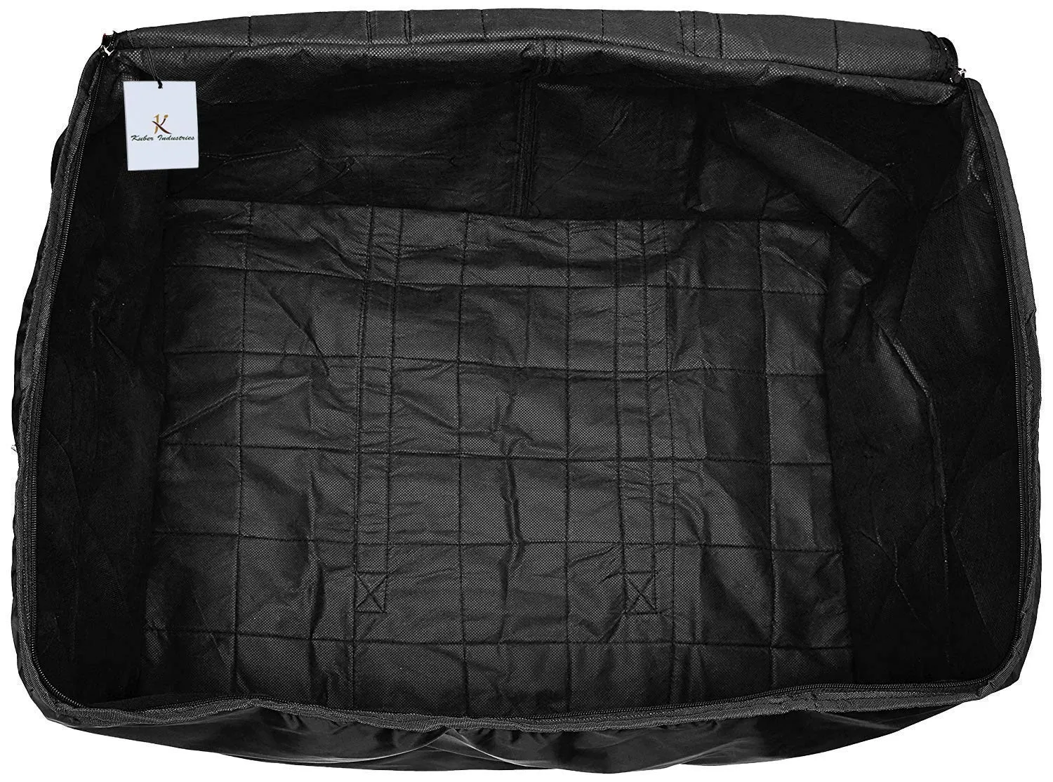 Kuber Industries Small Size Lightweight Foldable Parachute Jumbo Underbed Storage Bag with Zipper and Handle (Black)