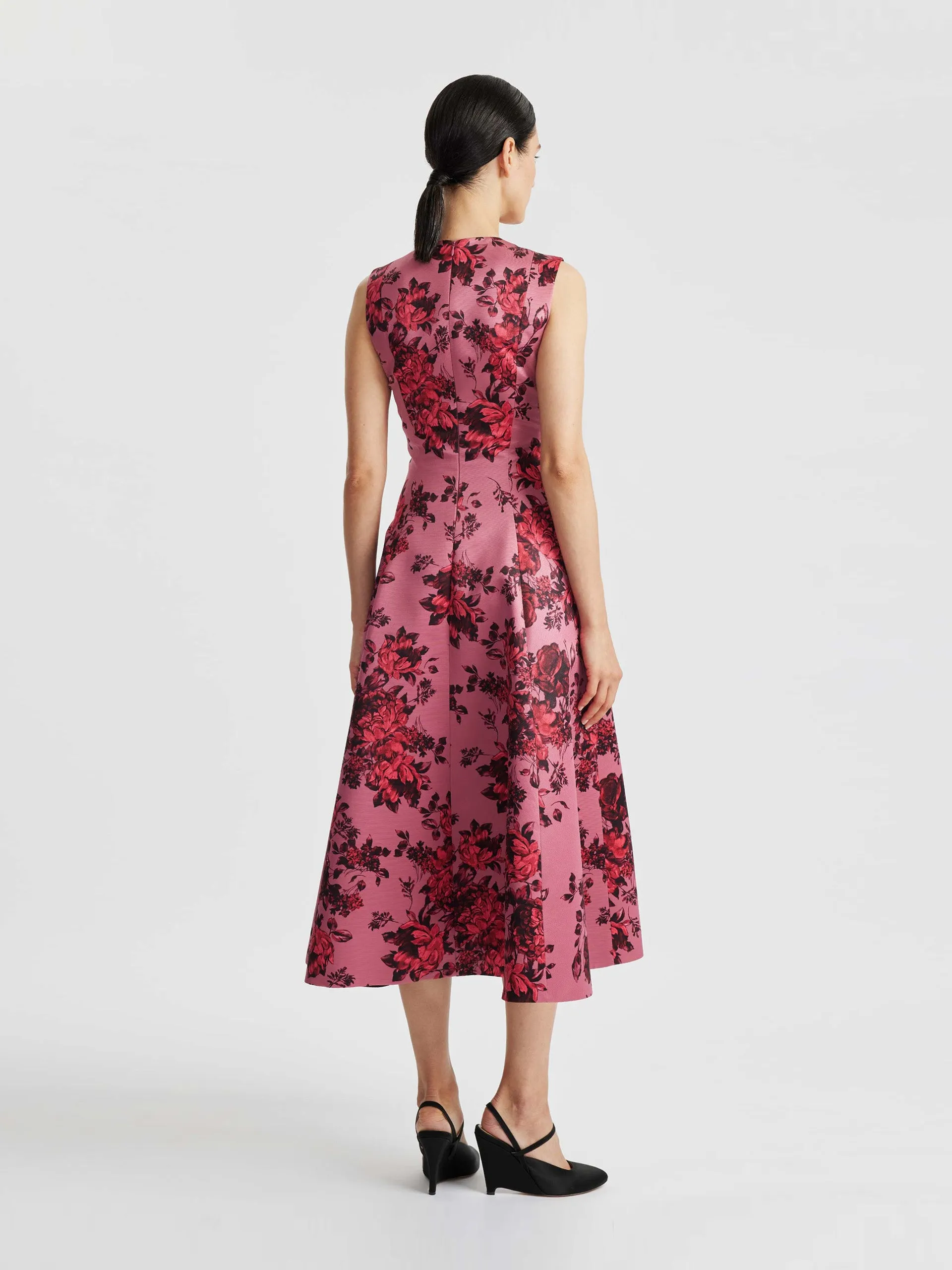 Mara mauve pink festive bouquet taffeta faille dress