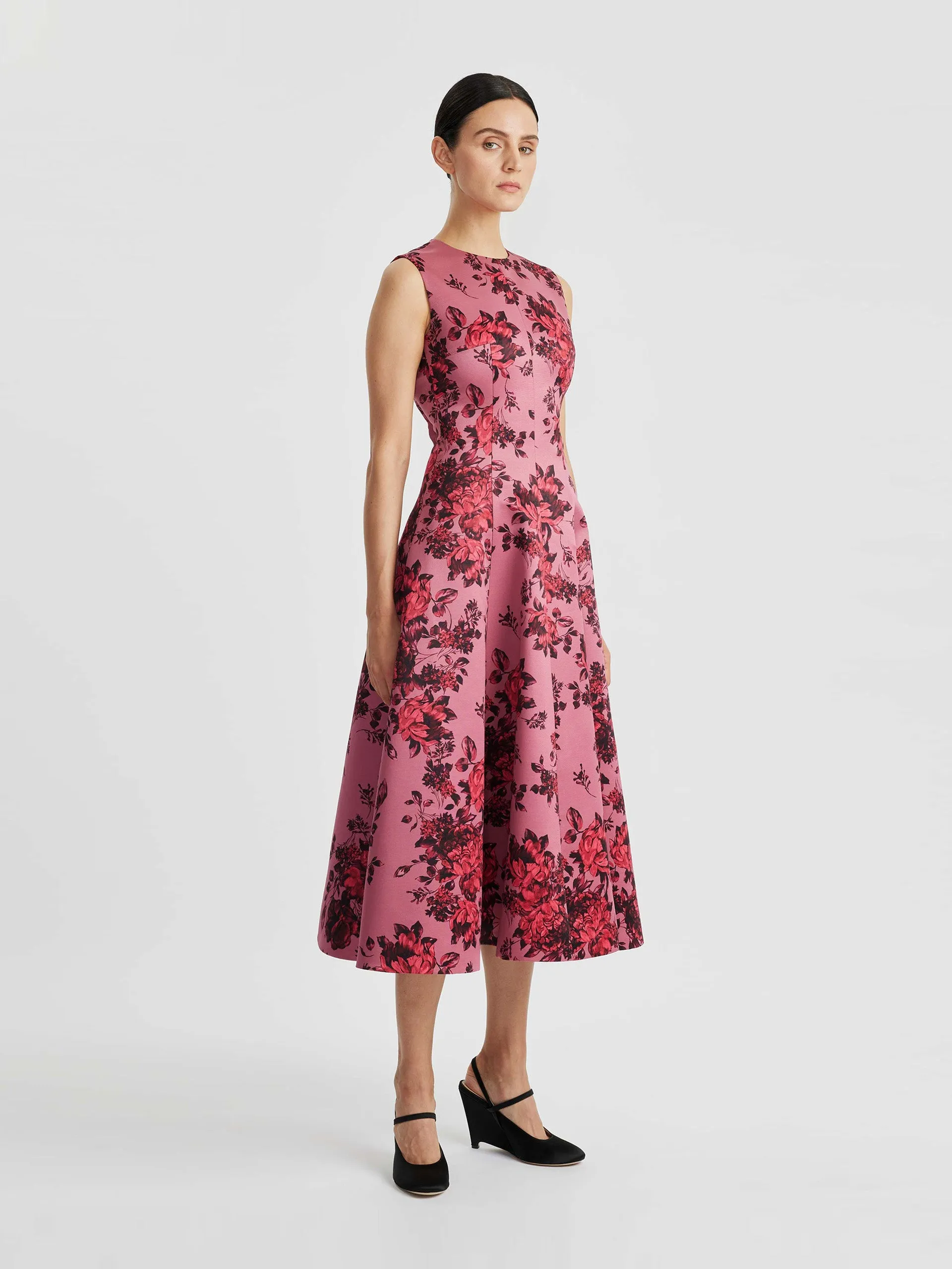 Mara mauve pink festive bouquet taffeta faille dress