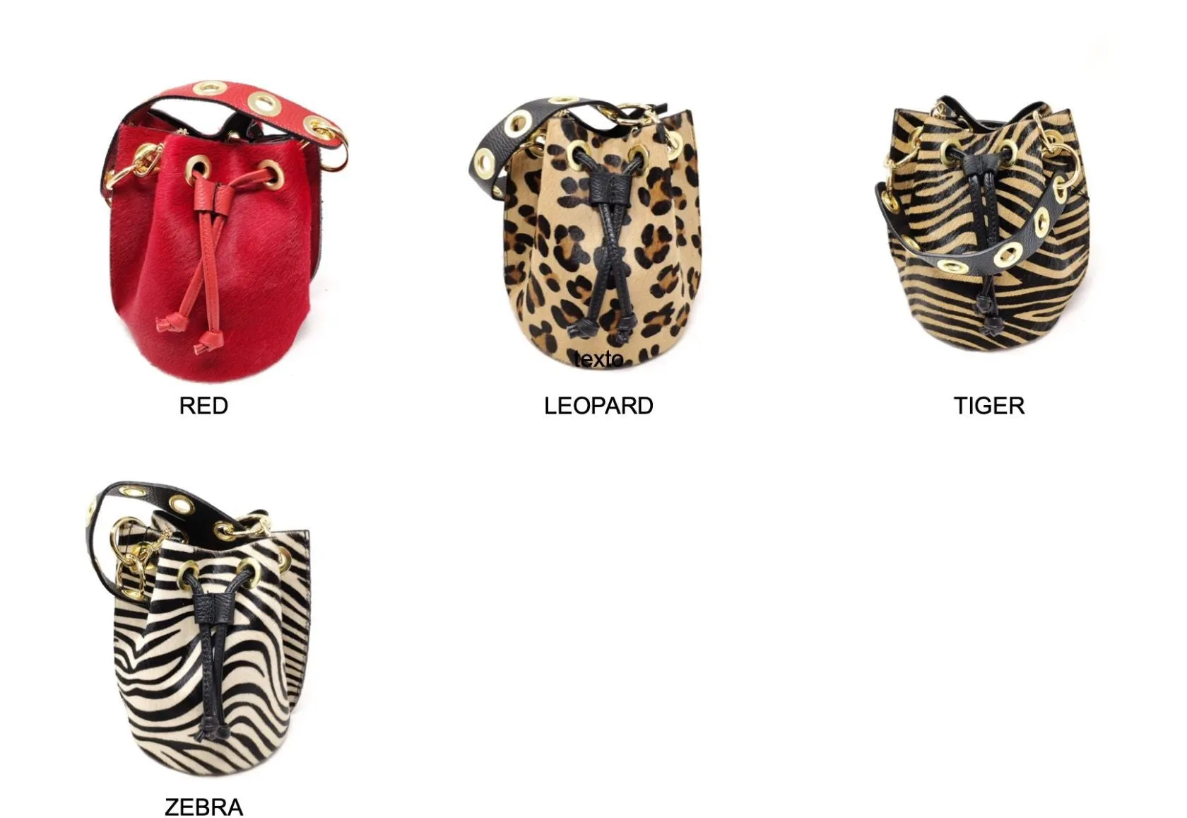 Mila Genuine Leather Pony Hair Bucket Bag | Leopard