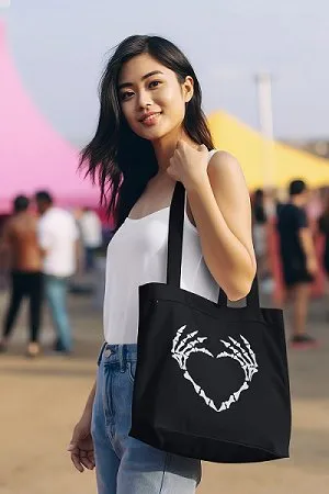 Premium Cotton Canvas Tote Bag- Bone Black