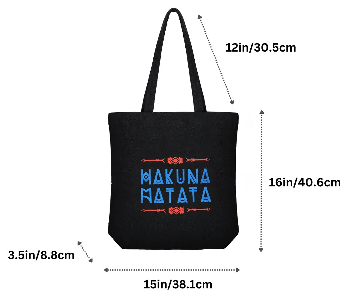 Premium Cotton Canvas Tote Bag- Hakuna Matata Black