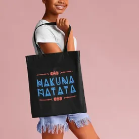 Premium Cotton Canvas Tote Bag- Hakuna Matata Black