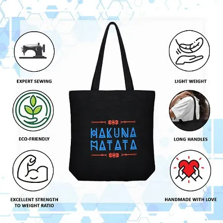 Premium Cotton Canvas Tote Bag- Hakuna Matata Black