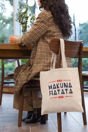 Premium Cotton Canvas Tote Bag- Hakuna Matata White