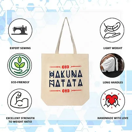 Premium Cotton Canvas Tote Bag- Hakuna Matata White