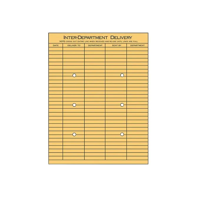 Professional Grade String & Button Interoffice Envelope - 10" x 13" Size, 2 Sided with 5 Column Format - Heavy-Duty Mail Envelopes for Secure Document Transfer