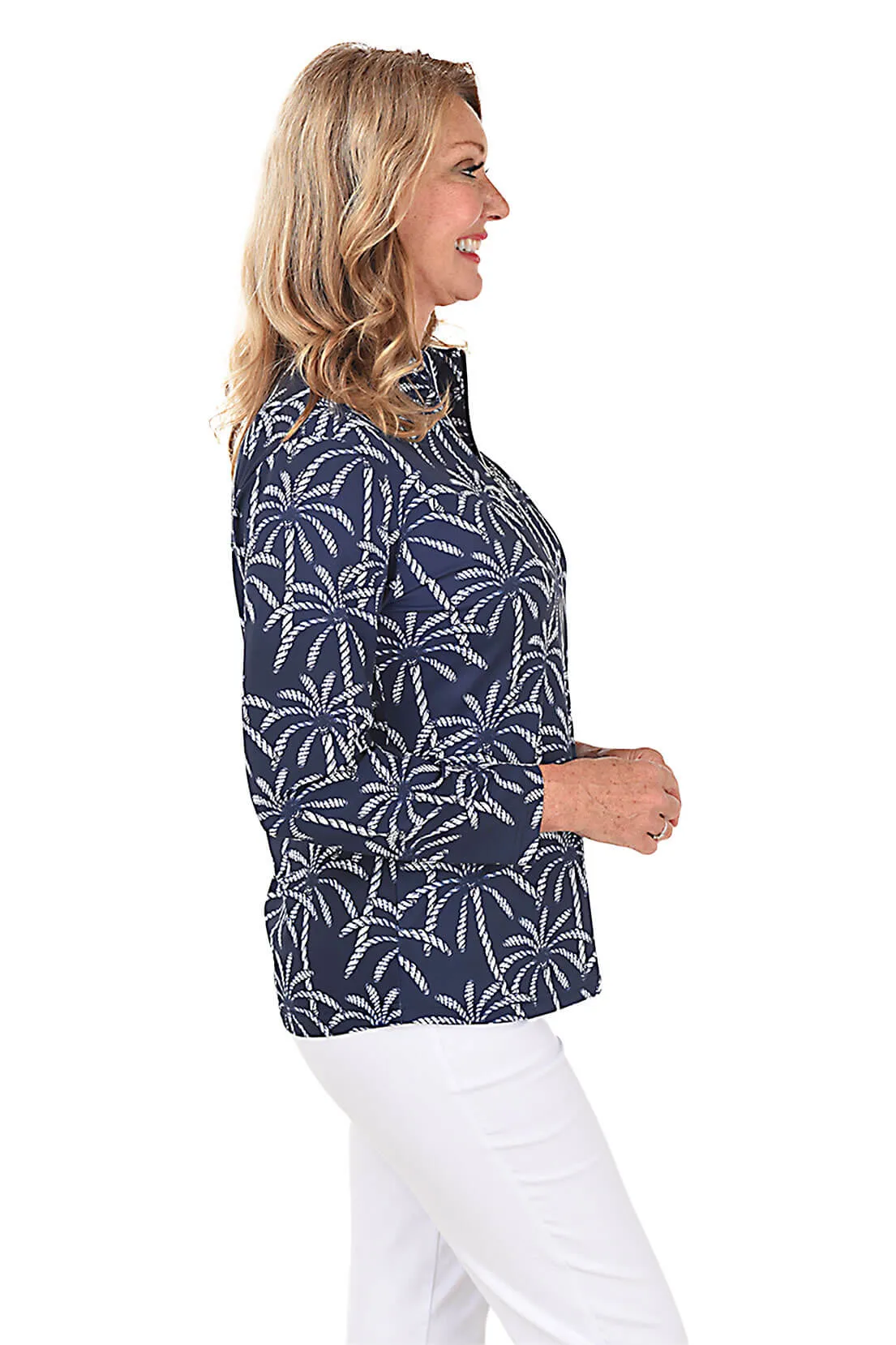 Rope Palms Mock Neck UPF50  Top