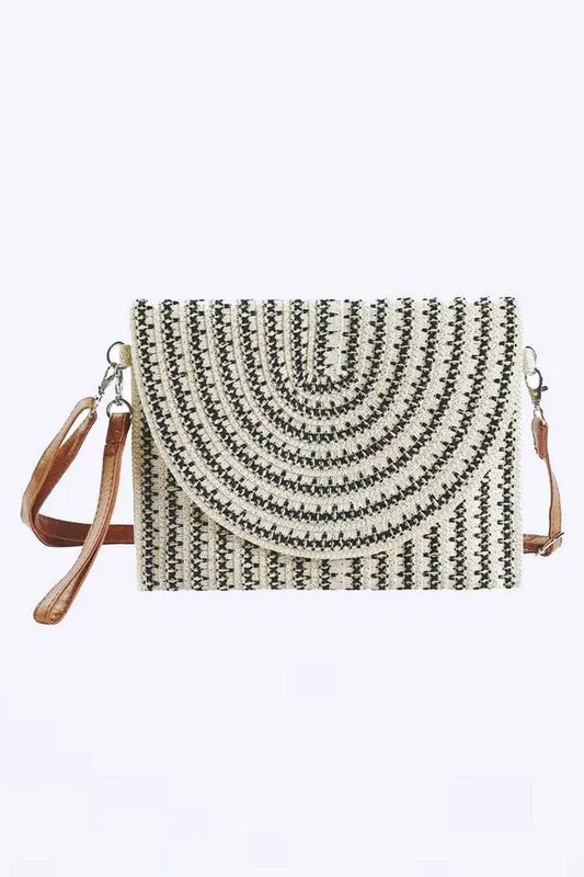 TEEK - Stripe Straw Convertible Clutch Swing Bag