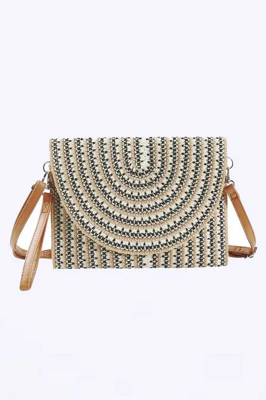 TEEK - Stripe Straw Convertible Clutch Swing Bag