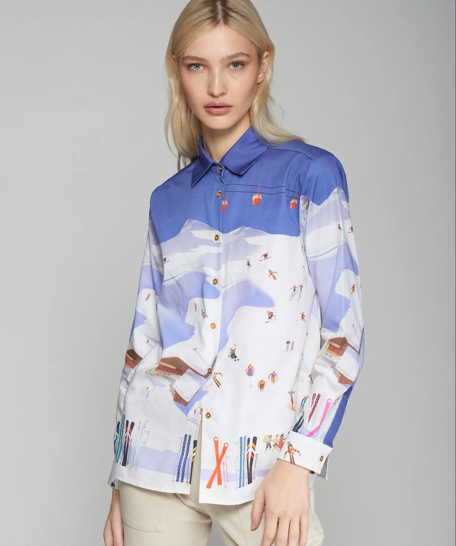 Vilagallo Blouse Cotton Ski Scene